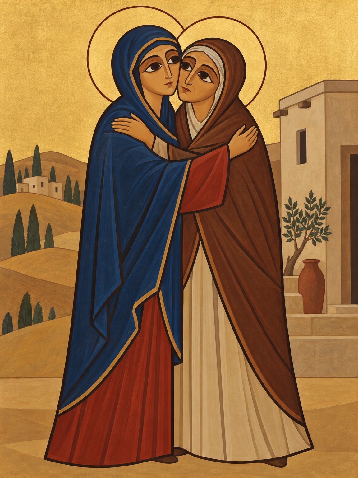 Die Gottesgebärerin besucht Elisabet (Lk 1:39⁠–⁠45)