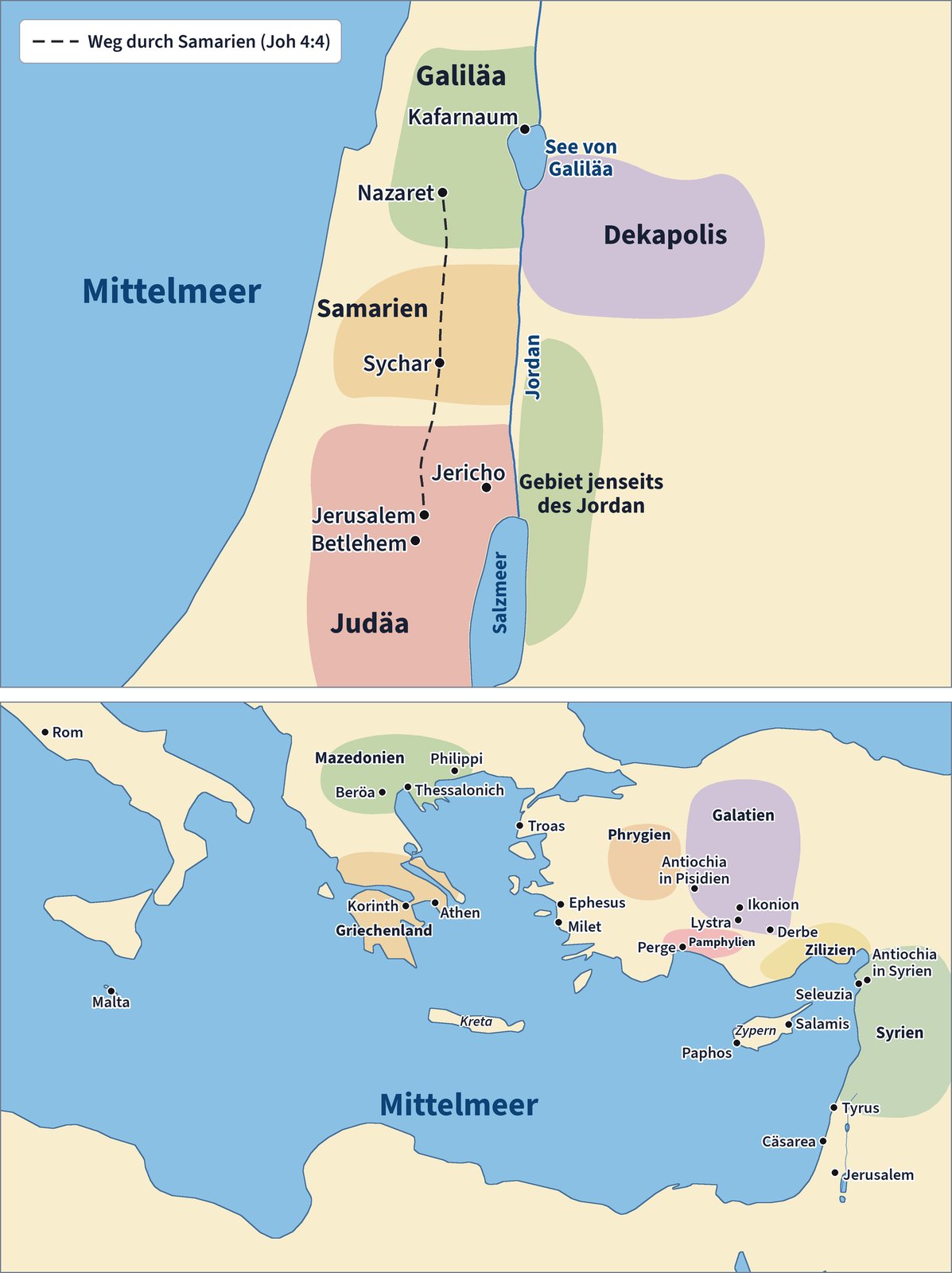 Das Land zur Zeit Jesu und der Mittelmeerraum der Apostelreisen