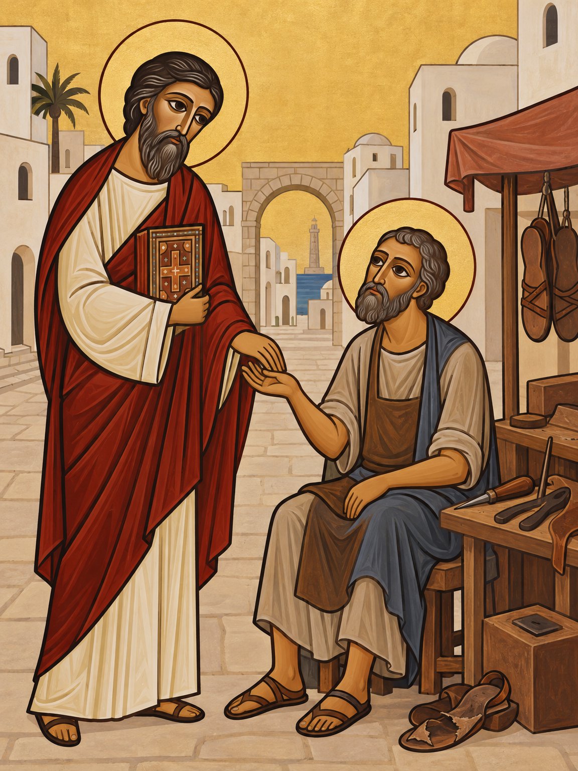 Der heilige Markus heilt den Schuster Anianus (nach dem Synaxarium, 20. Hatur)